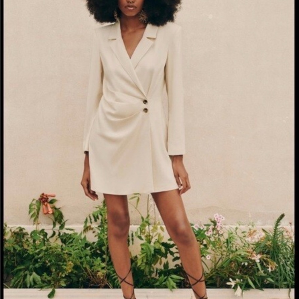 Zara Cream Blazer Dress NWT